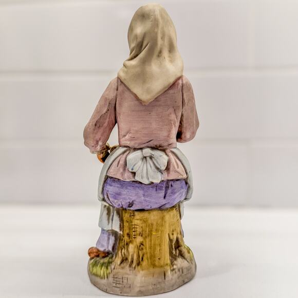 1960’s Vintage Homco Woman with Grapes Figurine, #1433, Farmyard Collection, 8”H - Picture 4 of 10